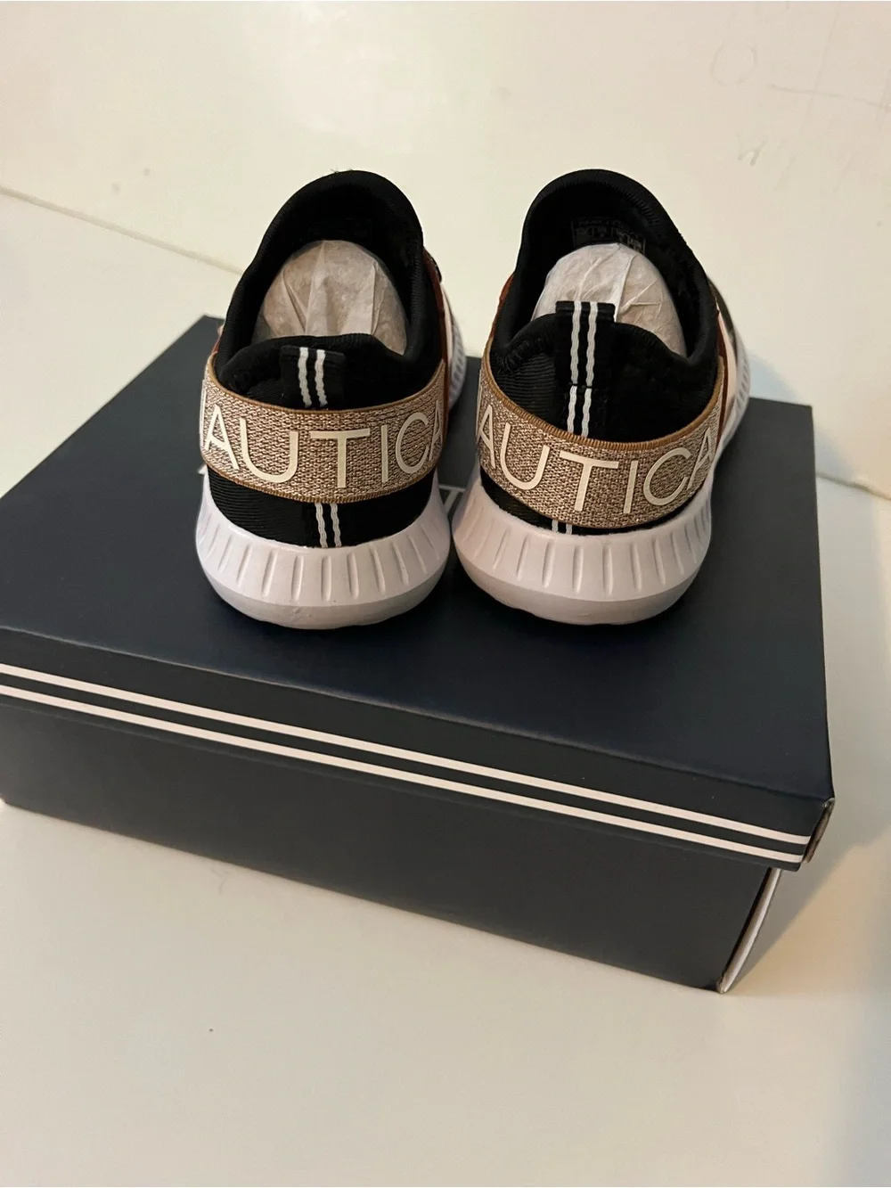 Nautica Kids Black and Rose Gold Slip-On Sneakers